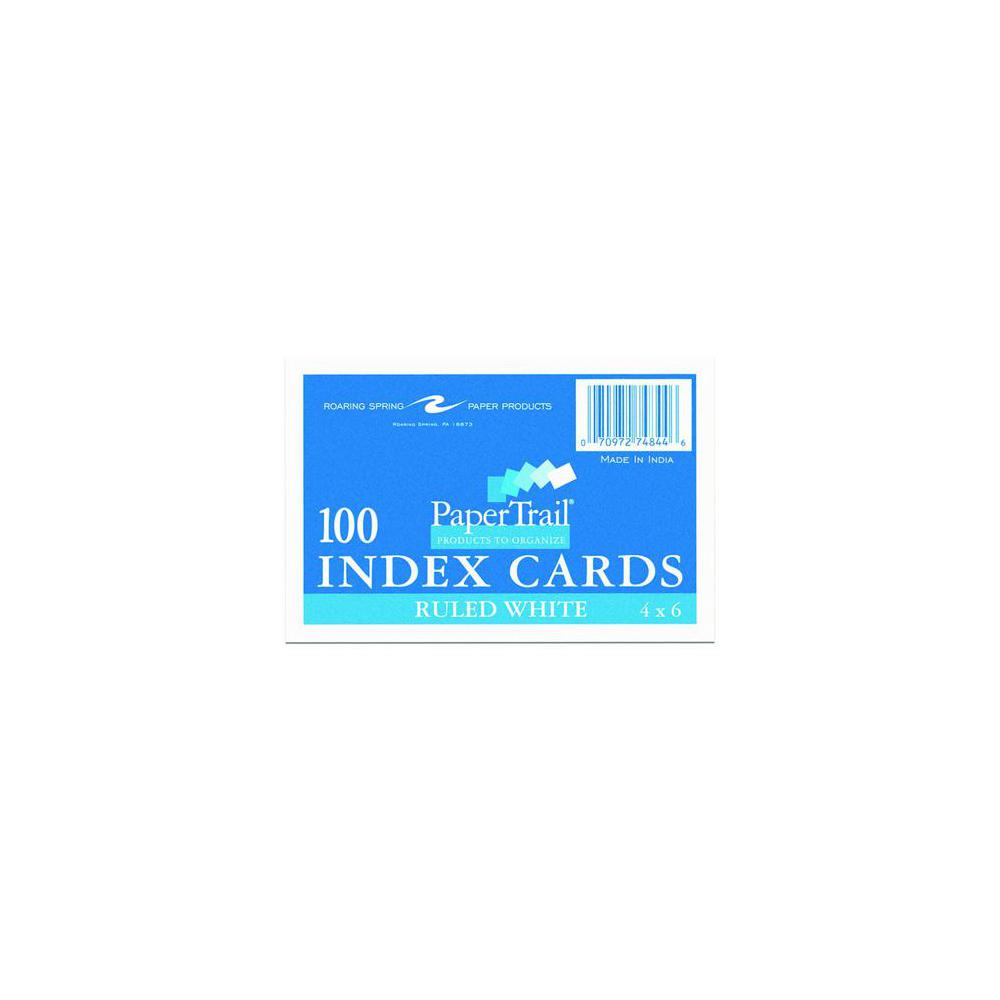 Roaring Spring, White, Index/Flash Cards, Art & School, 4"x6", Ruled, 112622